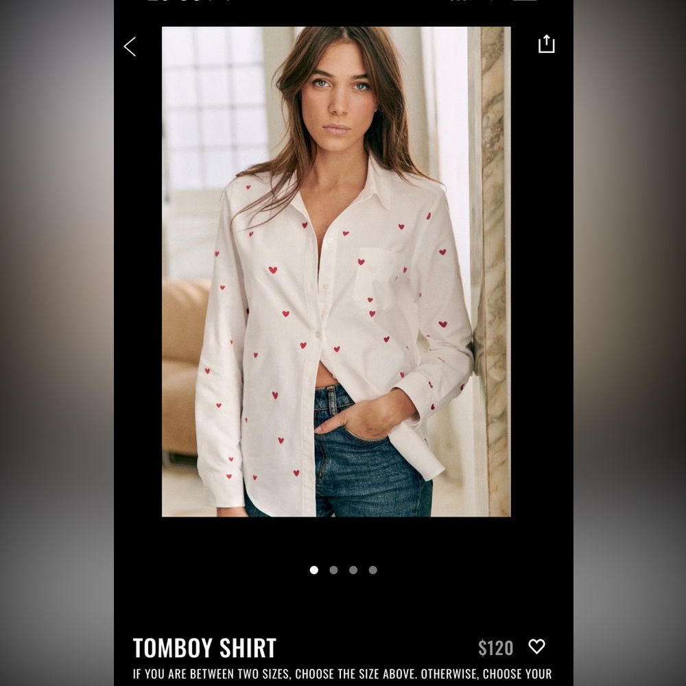Green Hearts Sézane Tomboy Shirt Embroidered